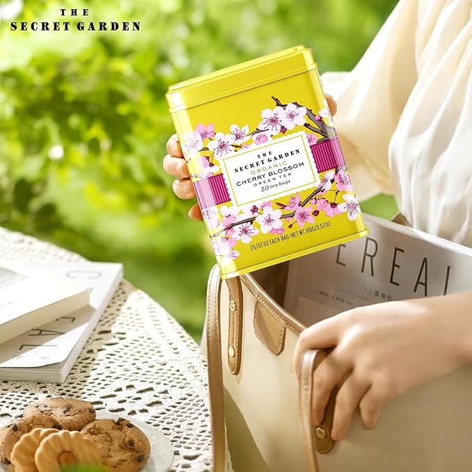 Life Plus Style Gourmet The Secret Garden Organic Cherry Blossom Green Tea 50 Tea Bags Sakura Sugar Free Classic Gift Tin