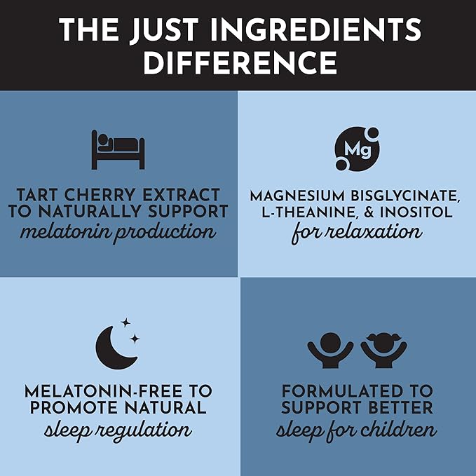 JUST INGREDIENTS Kids Nighttime Relax Drink Mix – Strawberry Limeade Flavor – 60 Servings | Magnesium, Tart Cherry & L-Theanine | Supports Evening Calm, Relaxation & Restful Sleep*