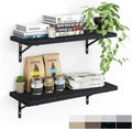 Kaboon 27 inch Long 10 inch Deep Floating Shelves for Wall Set of 2, Large Open Shelves Wall Mounted, Space Saving Home and Commercial Use, Cloud Atlas/Black Marble