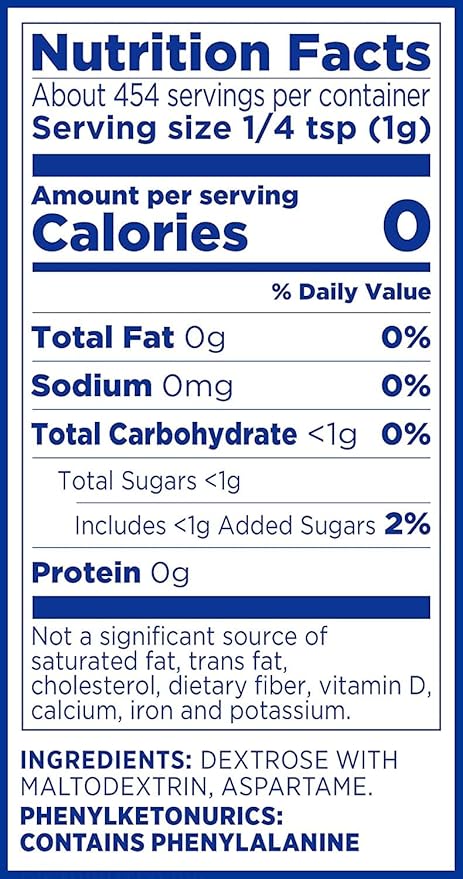 EQUAL 0 Calorie Sweetener, Powdered Aspartame and Acesulfame-K Sweetener, Zero Calorie Sugar Alternative, Erythritol Free, 1 Pound Bulk Bag (Pack of 1)