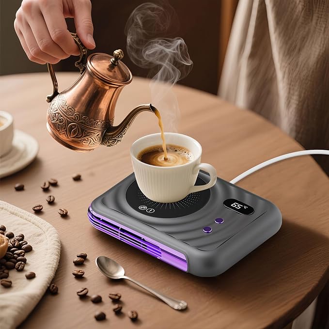 2025 Pro Mug Warmer with Warm Air Function, 3-Temp Settings, Coffee Mug Warmer for Desk Coffee Cup Warmer for Tea Milk Candle Cool Office Gadgets Accessories for Men Women Gifts for Coffee Lovers