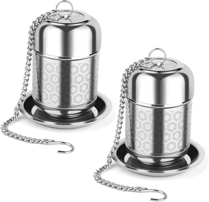 Tea Infuser for Loose Leaf Tea, Extra Fine Mesh Tea Strainers, 304 Stainless Steel & Updated Slim Threaded Lid, Loose Leaf Tea Steeper for Brew Tea, Spices, Rooibos