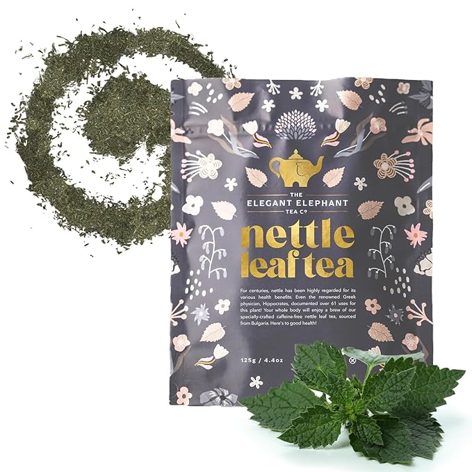 Nettle Leaf Tea – Pure Bulgarian Loose Leaf Herbal Tea – Support Healthy Skin, Reduce Inflammation & Boost Immune System – Resealable 4.4oz Bag (Makes 50 Cups) – The Elegant Elephant