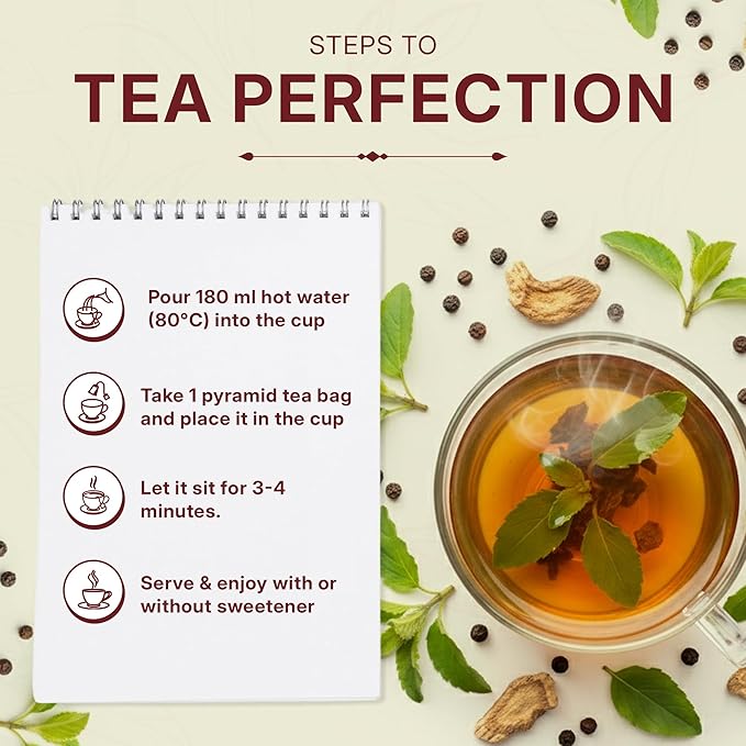 Tulsi Ashwagandha Green Tea Bags (50 Count), Green Tea with Tulsi, Ashwagandha, Lemongrass and Black Pepper, Caffeinated, Real and Natural Green Tea, Blended with Fresh Herbs and Spices, Gluten Free