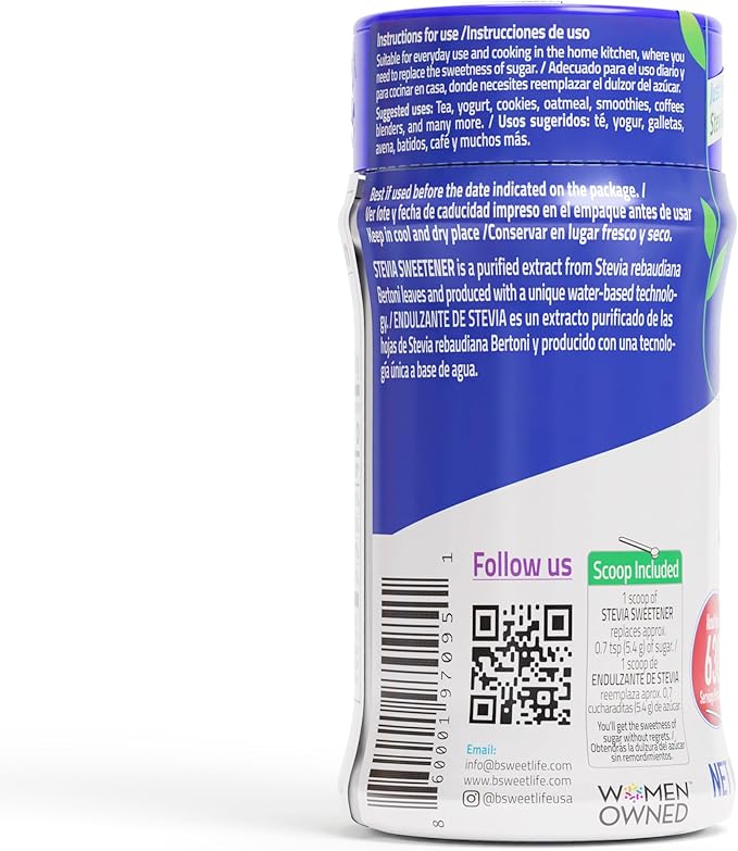 BSL 100% Pure Stevia Extract Powder Without Erythritol 0.6 Oz, No Artificial Sweetener, 620 Servings | Zero Calorie & Keto Friendly, Pure Stevia Powder
