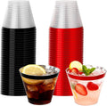 WELLIFE 120PCS Black and Red Cups,9 OZ Clear Plastic Cups,Plastic Cocktail Glasses,Disposable Wine Glasses for Parties(60 Red, 60 Black)