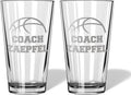 Basketball Whiskey Glass - Personalized Basketball Coach Glass Engraved Coach Award Thank You Gifts for Men End of Season Gifts for Coaches (Basketball, Dbl Pint Gift Box)