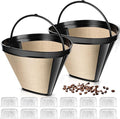 LemonRoad 14 Pcs Coffee Filter Replacement, 12 Disposable Charcoal Water Filters and 2 Reusable #4 Cone Mesh Filters Basket Compatible with Cuisinart