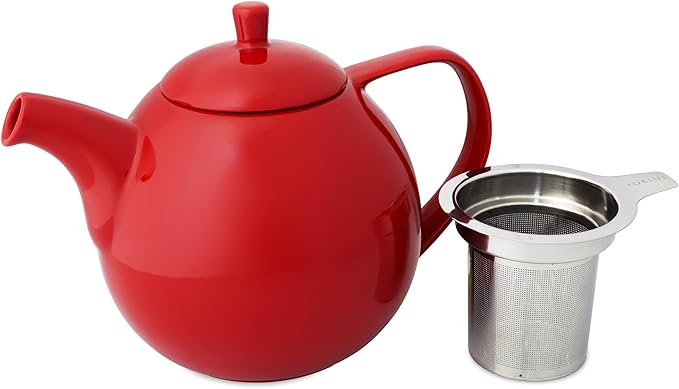 FORLIFE Curve Teapot with Infuser, 45-Ounce, Red
