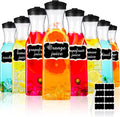 Lallisa 8 Pcs 54 oz Plastic Carafe Water Carafe with Lid Clear Plastic Pitcher with Lid Square Base Drink Containers for Fridge Mimosa Bar Supplies Water, Milk, Juice with Labels Hanging Tags