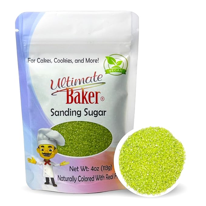 Ultimate Baker - Sanding Sugar, Green - Vibrant, Naturally Colored Baking & Decorating Sugar, Perfect for Sprinkling on Cakes, Desserts & Confections, Medium Crystal - 4oz