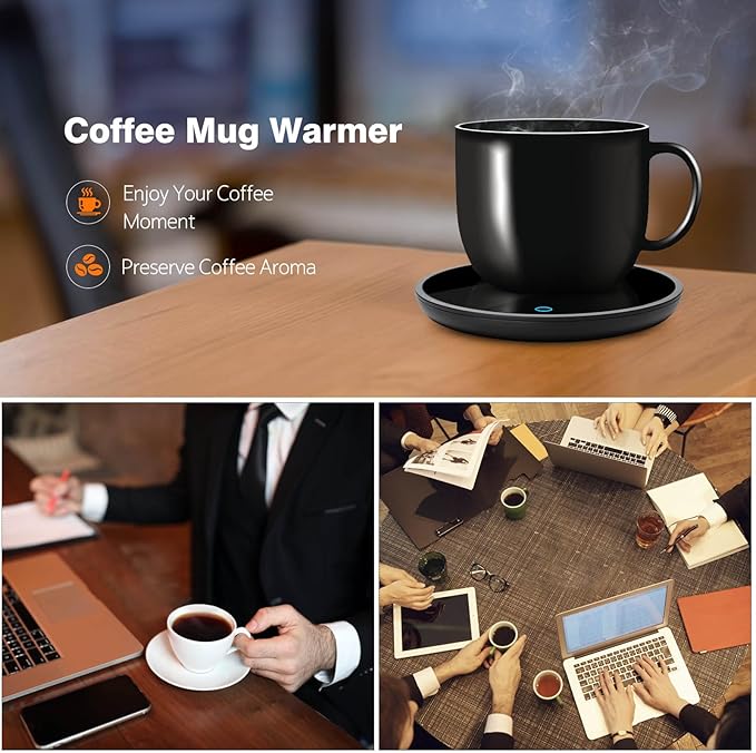 Lesipee Mug Warmer, Coffee Cup Warmer for Desk with Auto Shut Off, Candle Warmer, Electric Beverage Warmer Plate for Tea, Cocoa & Coffee, 2 Temperature Settings, for Dad Office Home