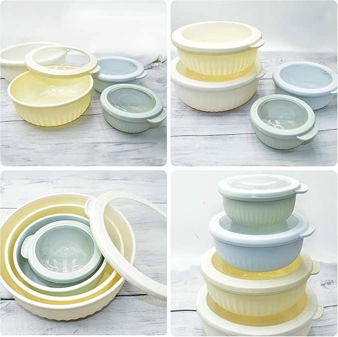 Premium Plastic Mixing Bowls with Lids – 4 Nesting Bowls for Meal Prep, Storage & Serving | Airtight, Durable, Leakproof, Lightweight, BPA-Free & Dishwasher Safe