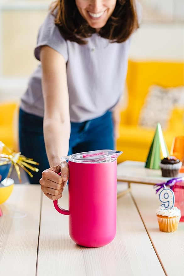 Served Premium Insulated Pitcher (2L/66oz) - Double Walled, Copper Lined Stainless Steel Pitcher with Lid - Vacuum Insulated Carafe for Hot Coffee, Tea, Iced Drinks, Water, Cocktails, and More