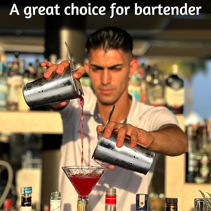 Stainless Steel Boston Shaker - 2-Piece 18oz & 28oz Professional Bartender Cocktail Shaker Bartender Shaker Kit