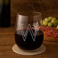 On The Rox Drinks Monogrammed Gifts For Women and Men - Letter A-Z Initial Engraved Monogram Stemless Wine Glass - 17 Oz Personalized Wine Gifts For Women and Men (W)