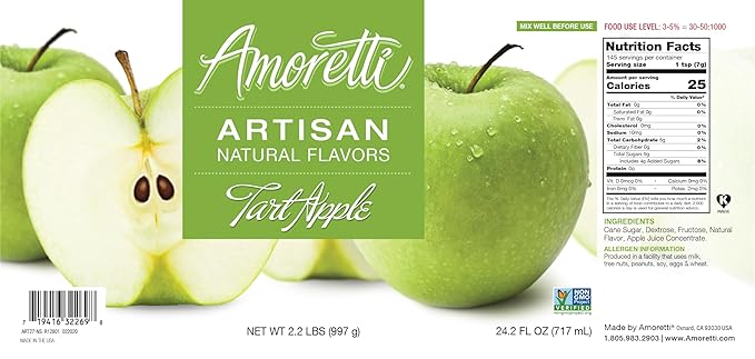 Amoretti - Natural Tart Apple Artisan Flavor Paste, 2.2 lbs, Perfect For Ice Cream, Beverages, Cakes, and more, Preservative Free, Vegan, Gluten Free, No Artificial Sweeteners, Highly Concentrated