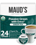 Maud's Organic Passion Green Tea Pods, 24 ct, Recyclable Single Serve Tea Pods – 100% Gourmet Blended Tea Leaves, Compatible with Keurig K Cups Maker