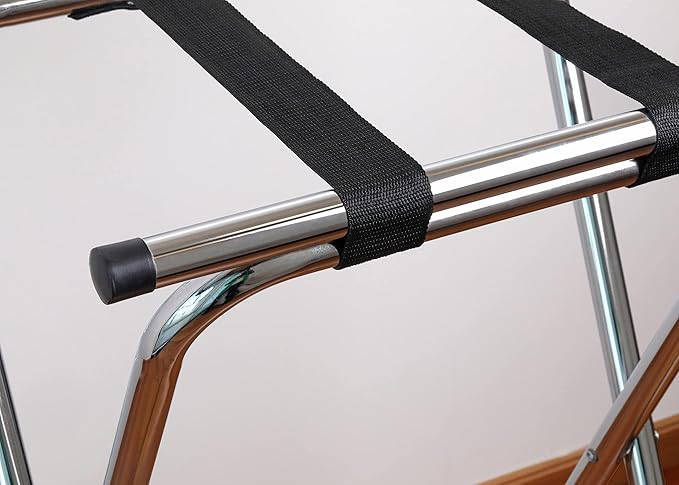 New Star 20007 Mirror Chrome Finish Steel Double Bar Folding Tray Stand, 31-Inch, Silver