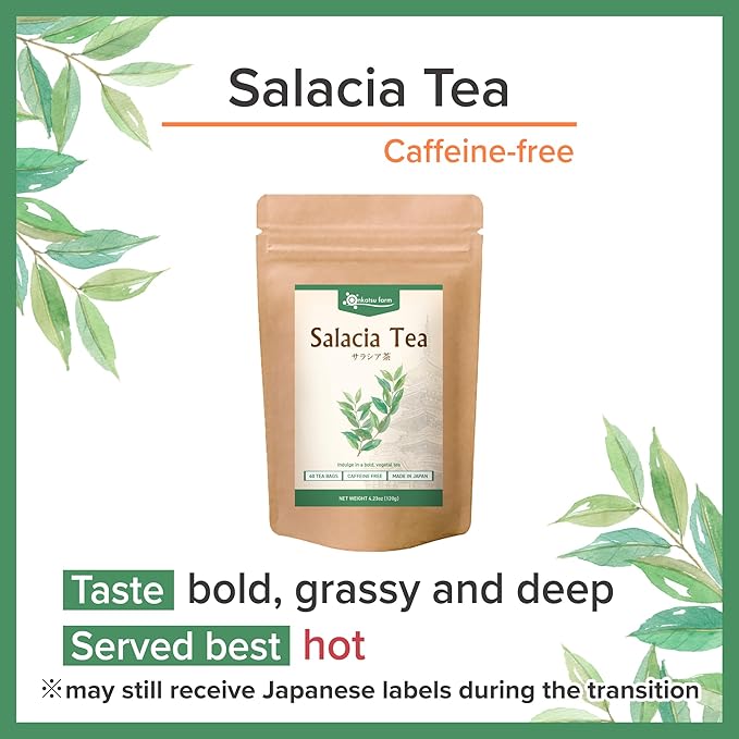 Onkatsu Farm Salacia Premium Japanese Tea Bags, Bold Herbaceous Flavor, Hot or Iced, Caffeine Free, 40 Total Tea Bags