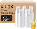 SIUQ 2000 Pack 12 oz Clear Plastic Cups, Disposable Water Cups, Cold Party Drinking Cup for Picnic, BBQ, Wedding, Travel, Halloween, Christmas, Events