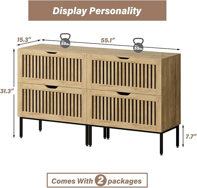 Storage Cabinet,55" Farmhouse Buffet Cabinet with Metal Base and Storage Cabinets,Sideboard Coffee Bar for Kitchen,Dining Room,Living Room,Oak