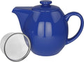 OmniWare 24 Ounce Teapot with Removable Stainless Steel Infuser (Simply Blue) - Loose Leaf Tea Brewer, Microwave & Dishwasher Safe, Retro-Inspired Stoneware for Kitchen & Dining