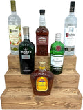 Handmade Tiered Display Shelving - Three Tier Bar Display - Bar Organizer - Liquor Bottle Display (18" without Back, Special Walnut)