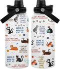 Cats Gifts for Women, 32 oz Insulated Water Bottle, Stainless Steel Sports Travel Bottles, Cute Cat Water Bottles Gifts for Cat Lovers (1pcs)