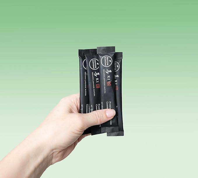 Ki Matcha (25 x 1.5g Sticks) - Organic Premium Ceremonial Japanese Matcha Green Tea Powder - First Harvest, Radiation Free, No Additives, Zero Sugar - USDA Certified - Single Serve Packets