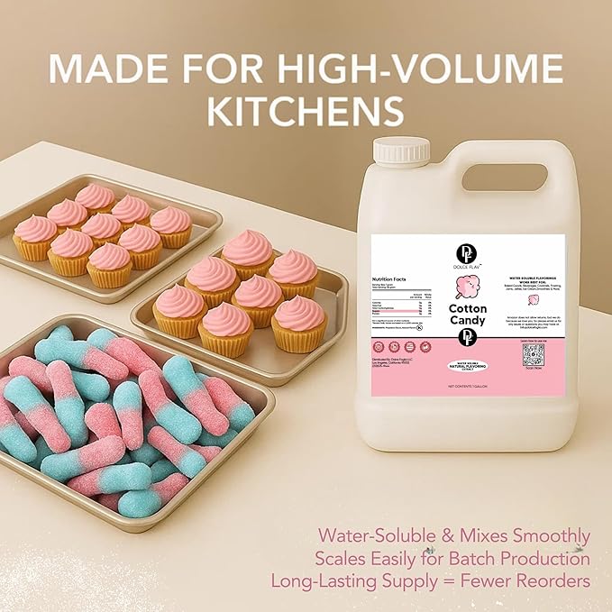 Dolce Flav Cotton Candy Extract – 32 Ounce Water-Soluble Kosher, Sugar-Free, Concentrated Carnival-Style Flavoring for Baking, Frostings & Drinks