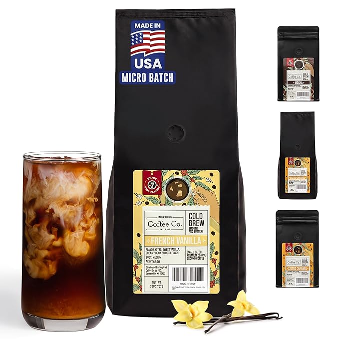 Inspired Coffee Co French Vanilla - 2lb Flavored Cold Brew Coffee Grounds