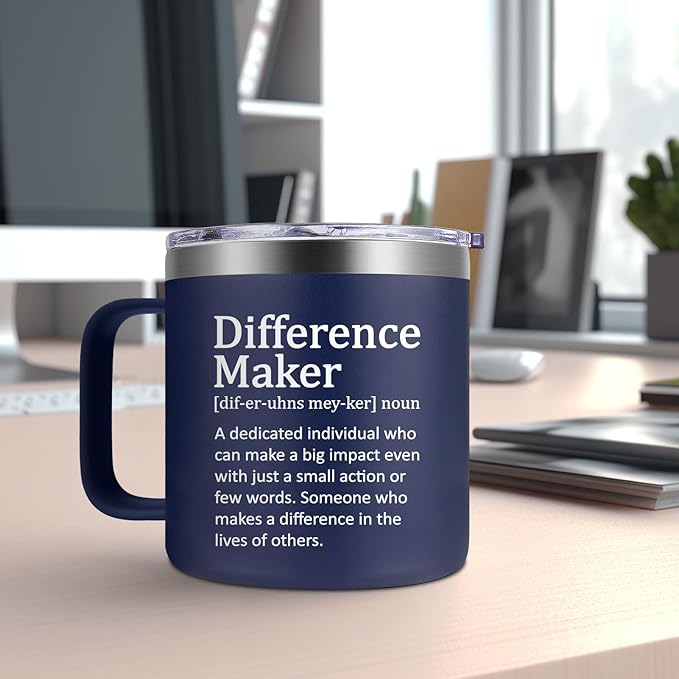 Fufendio Thank You Gifts for Men - Difference Maker Mug 14oz for Employee - Christmas, Birthday Gift for Men - Appreciation Gifts for Coworker, Teacher, Boss, Friend