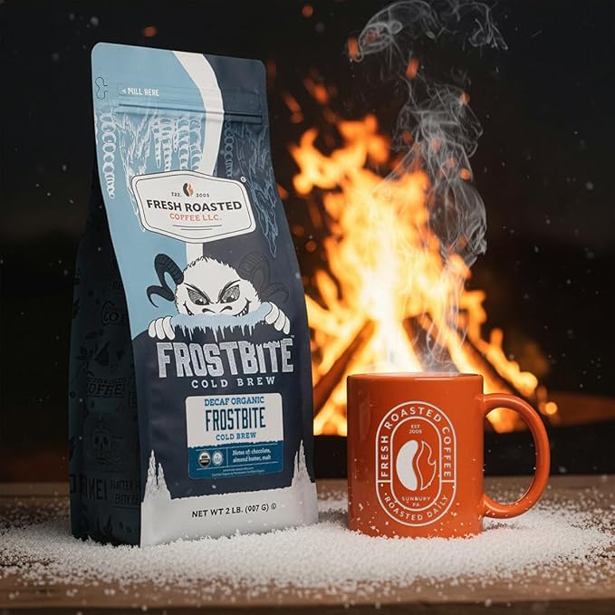 Fresh Roasted Coffee, Organic Decaf Frostbite Cold Brew | Mold & Myco 3rd Party Tested | 2 lb (32 oz) Medium Roast, Kosher, Coarse Grind
