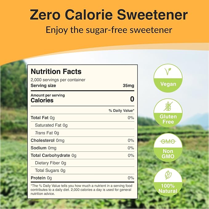 NAMANNA Pure Monk Fruit Sweetener- Zero Calorie, Zero Carb, Paleo Safe (50% Mogroside V, 70g, 1,400 Servings)