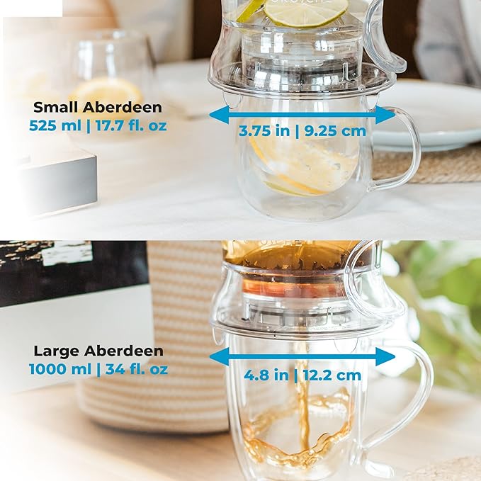 GROSCHE Aberdeen Tea Infuser Teapot & Smart Tea Maker - BPA-Free, Drip-Free Design | Coaster | Easy Brew | Easy Clean Steeper - Ideal Herbal Tea Gift & Holiday Gifts for Tea Lovers, (17.7 oz - 525 ml)