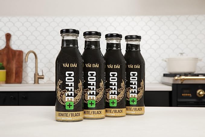 Vai Dai Coffee Black 12-pack, Lightly Sweetened, Ready-to-Drink, Functional, Adaptogens & Nootropics for Energy, Focus & Mental Clarity, with Lion’s Mane, Ashwagandha, Mushrooms & Cordyceps, Gluten-Free, Non-GMO. VaiDai