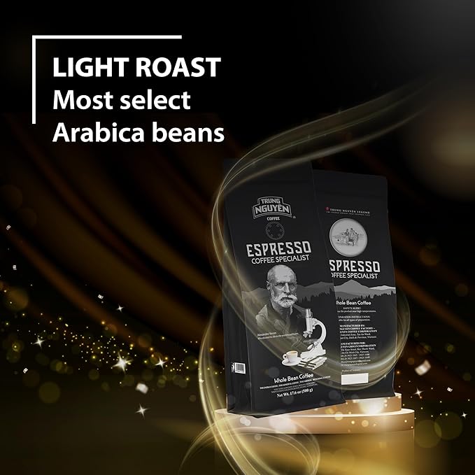 TRUNG NGUYEN LEGEND Espresso Specialist Arabica Coffee Bean - Bag 17.6 Oz/500gr, Light Roast, Whole Beans, Full Coffee Beans, Smooth and Balanced Taste