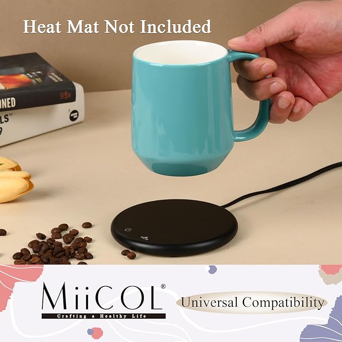 Miicol Ceramic Coffee Mug, 16 oz Large Coffee Cup, Tea Mug with Handle, Flat Bottom Mug for Men, Women, Office, Microwave and Dishwasher Safe, Multi-Color, Mint Blue