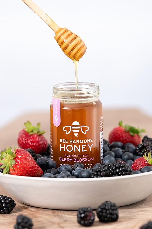 Bee Harmony Berry Blossom American Raw Honey, 12 OZ Each, Pack of 2