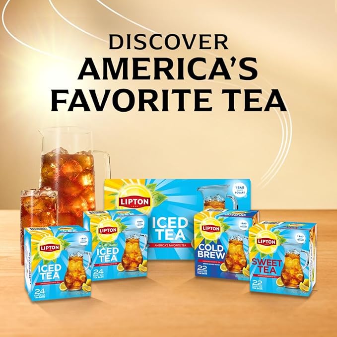 Lipton Decaf Black Iced Tea Bags, Family Size Zero Calories, 144 Total Tea Bags (24ct - Pack of 6)