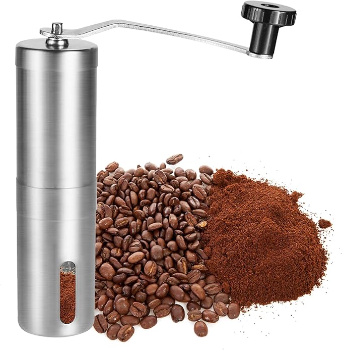 Manual Coffee Bean Grinder with Adjustable Coarseness Ceramic Burr Capacity 30g, Portable Hand Mill for Home Office Traveling Camping