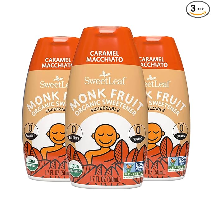 SweetLeaf Caramel Liquid Monk Fruit - Monk Fruit Liquid Sweetener Drops, Organic Monk Fruit Extract, Zero Calorie Sweetener, Sugar Free, Keto Friendly, Erythritol Free - 1.7 Fl Oz (Pack of 3)