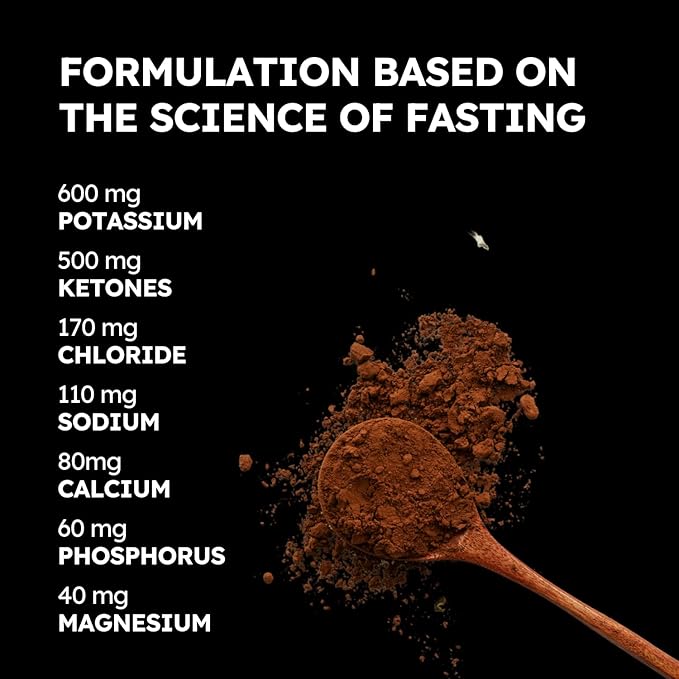 Chocolate Electrolytes Fasting Supplement – Crave Killer, Hydration & Energy – Zero-Sugar, Plus Ketones & Organic Cocoa.