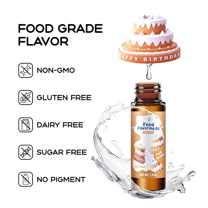Cake Batter Flavoring Extract – 1 fl oz Concentrated Food Flavoring Oil for Baking, Candy Making, Lip Gloss & Desserts, with Glass Dropper