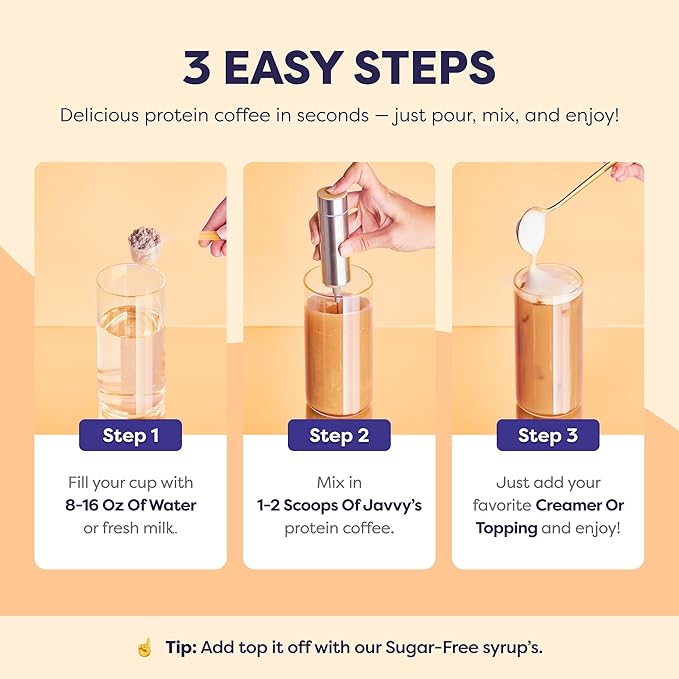 Salted Caramel Protein Iced Coffee - Premium Whey Protein & Instant Iced Coffees - 100% Natural Cold Brew - Zero Artificial Flavors & Sweeteners, 80 mg Caffeine, No Added Sugar, 20 Servings