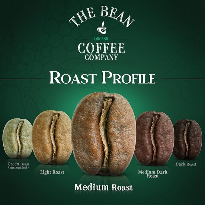 The Bean Organic Coffee Company Vanilla Bean, Medium Roast, Ground Coffee, 5-Pound Bag,Café molido tostado organico