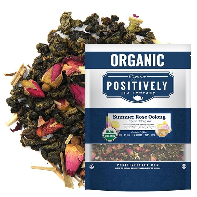 Organic Positively Tea Company, Summer Rose Oolong Tea, Loose Leaf, 16 Ounce