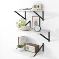 Heimlove Deep Floating Shelves for Wall, 12 Inch Deep Floating Shelves Set of 3, 16W x 12D Wood Wall Shelves, Wide Wood Shelves with Metal Bracket for Living Room, Kitchen, Office, Bedroom - White