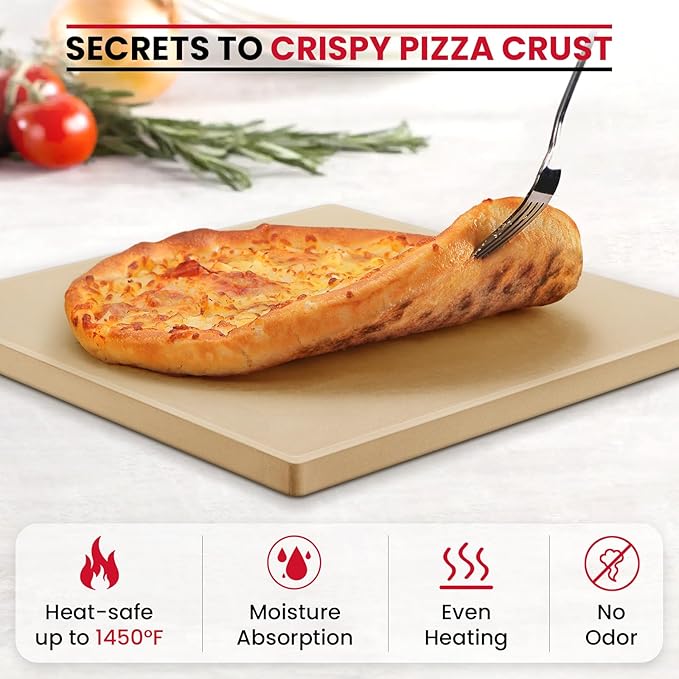 Unicook Pizza Stone 13 Inch, Cordierite Square Baking Stone for Ooni 12 Oven, Ideal for Making Crispy Crust Pizzas Bread and Cookies